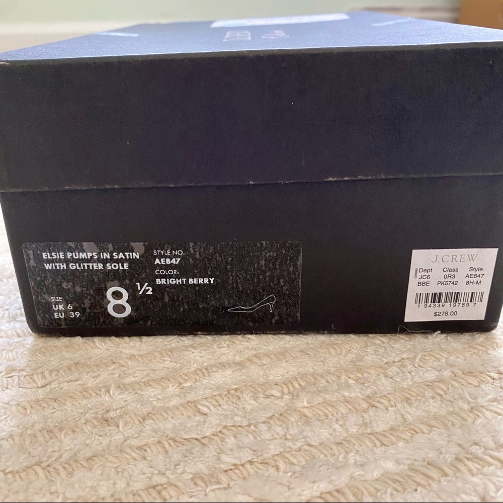 NWT J. Crew Elsie bright berry satin pumps - Picture 13 of 15